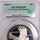 1994-P., U.S. Prisoner of War Museum., Silver Commemorative., CAC PR66., Store GMC037