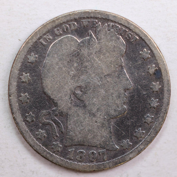 1897 Barber Quarter, Good Circulated Coin, Store #QR634