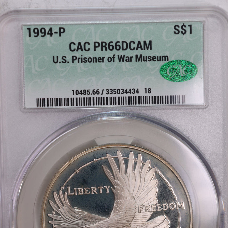 1994-P., U.S. Prisoner of War Museum., Silver Commemorative., CAC PR66., Store GMC038
