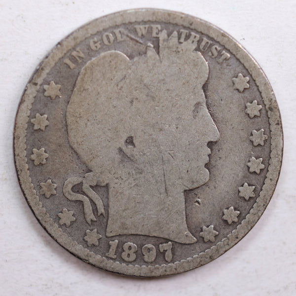 1897 Barber Quarter, Good Circulated Coin, Store #QR636