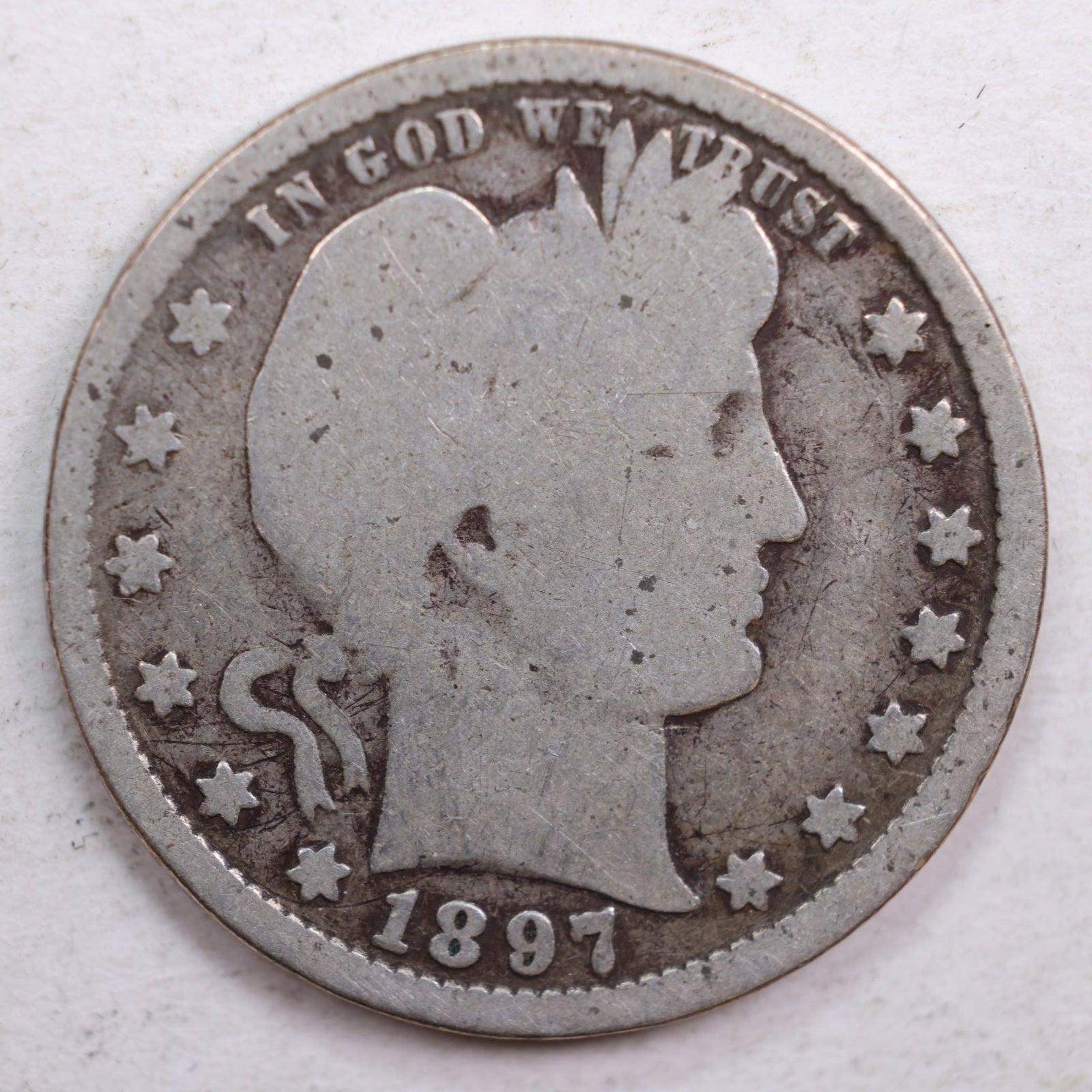 1897 Barber Quarter, Good Circulated Coin, Store #QR637