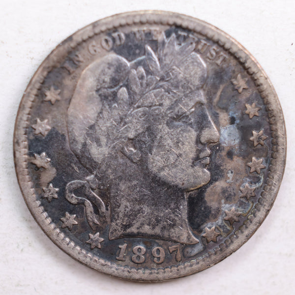 1897 Barber Quarter, Fine Circulated Coin, Store #QR639