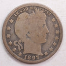1897-O Barber Quarter, Very Good Circulated Coin, Store