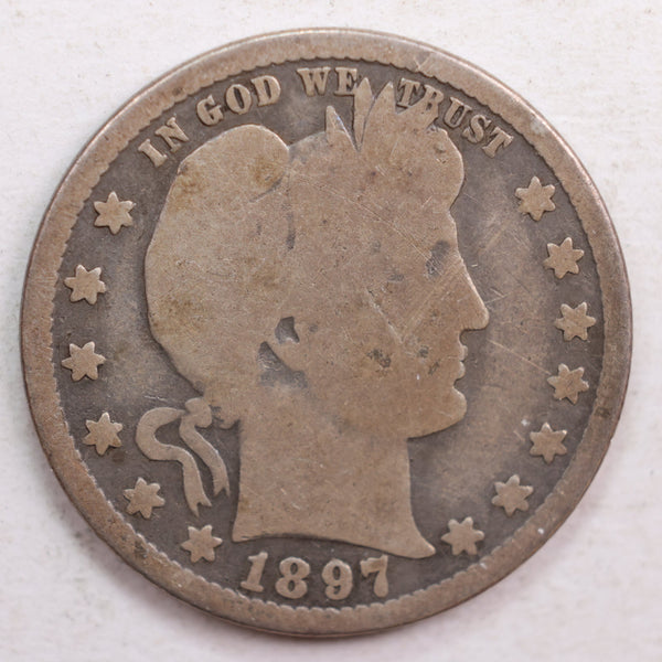 1897-O Barber Quarter, Very Good Circulated Coin, Store #QR640