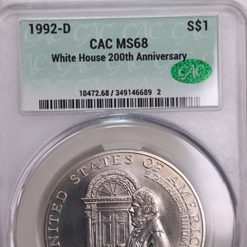1992-D White House 200th ANNIV., Silver Commemorative., CAC MS68., Store GMC042