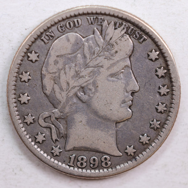 1898-O Barber Quarter, Very Fine+ Circulated Coin, Store #QR643