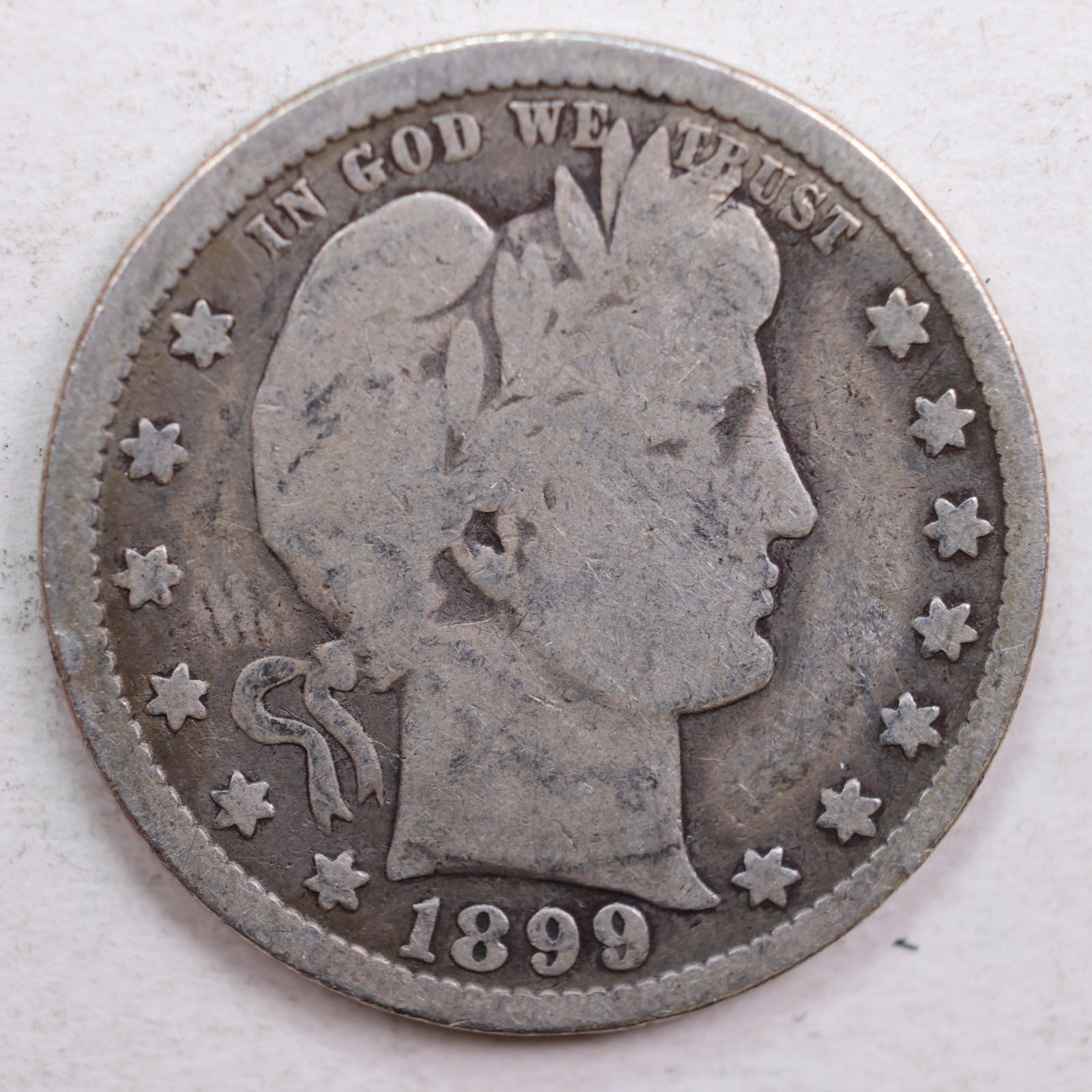 1899-O Barber Silver Quarter, Very Good Circulated Coin, Store #QR644