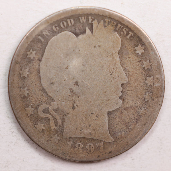 1897-S Barber Quarter, About Good Semi-key, Circulated Coin, Store #QR648