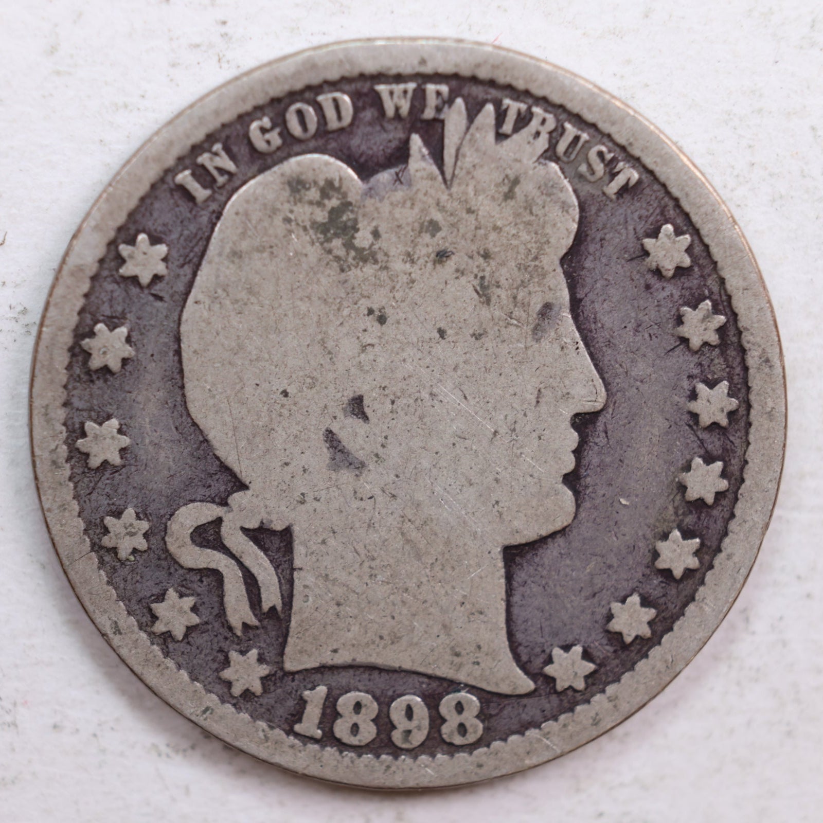 1898 Barber Quarter, Good Circulated Coin, Store #QR651