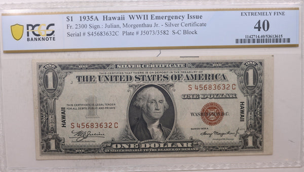 1935A $1, Silver Certificate, "HAWAII", PCGS XF-40, Store Sale #SSC016.