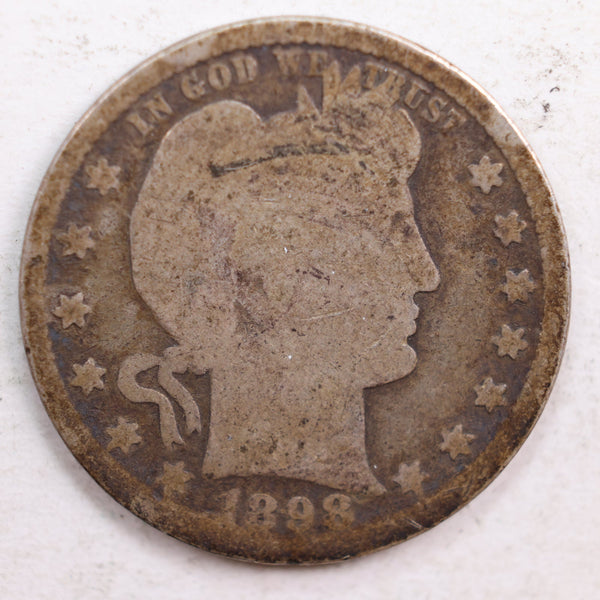1898 Barber Quarter, Good Circulated Coin, Store #QR652
