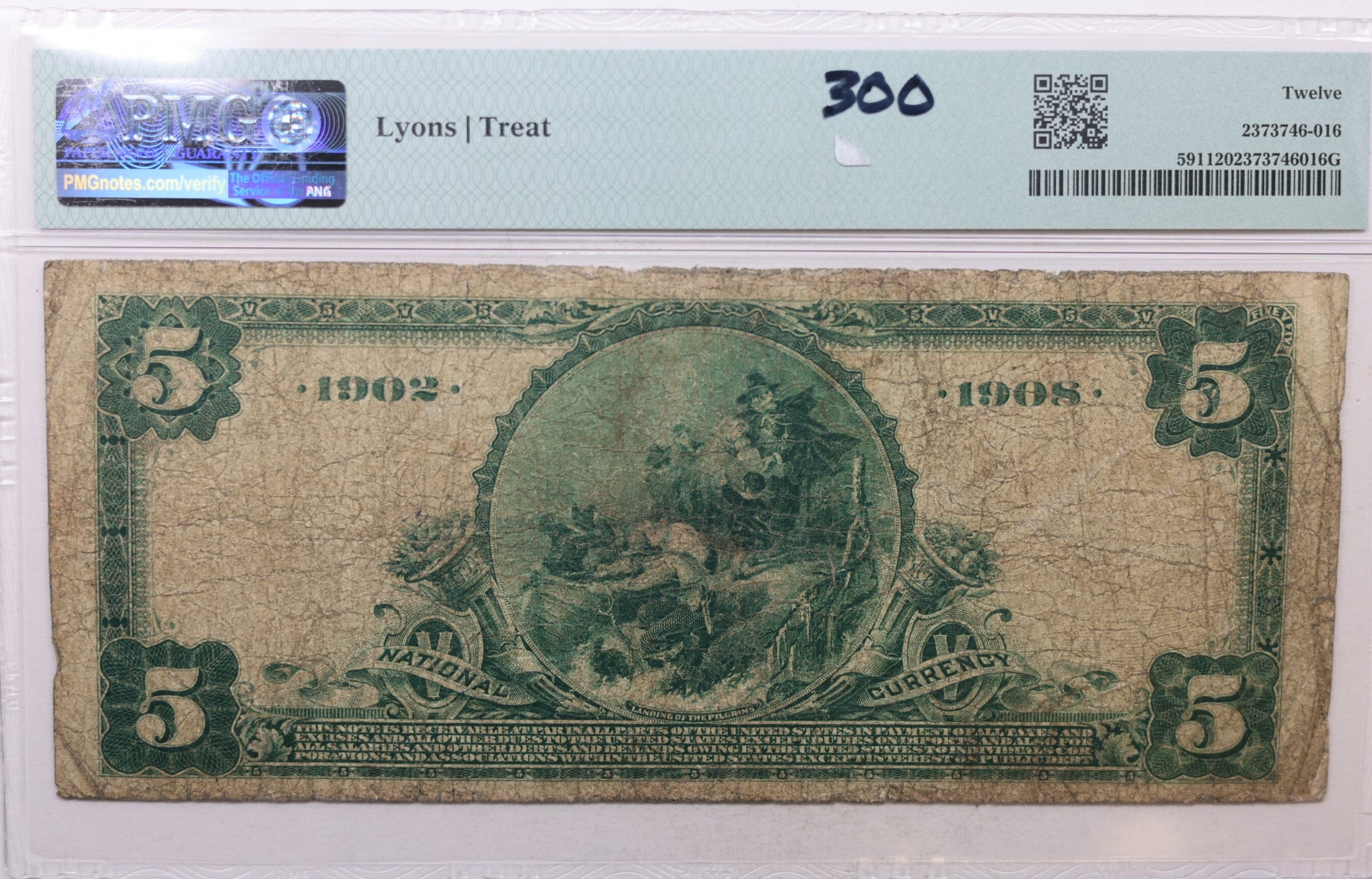 1902 $5, Date Back, Lynchburg, VA. CH#1558, PMG Fine-12, Store #NBN014.
