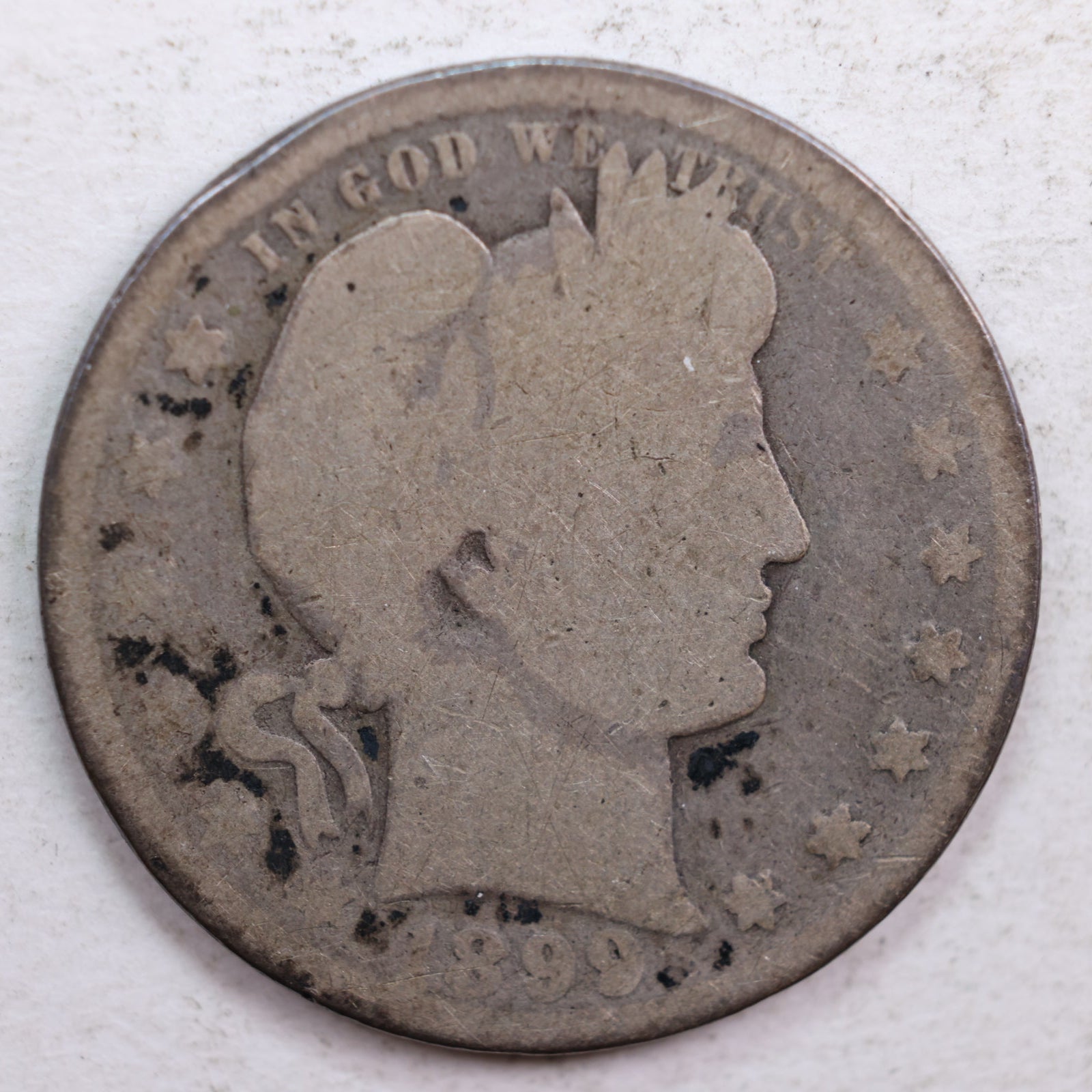 1899 Barber Quarter, Abt Good Circulated Coin, Store #QR655