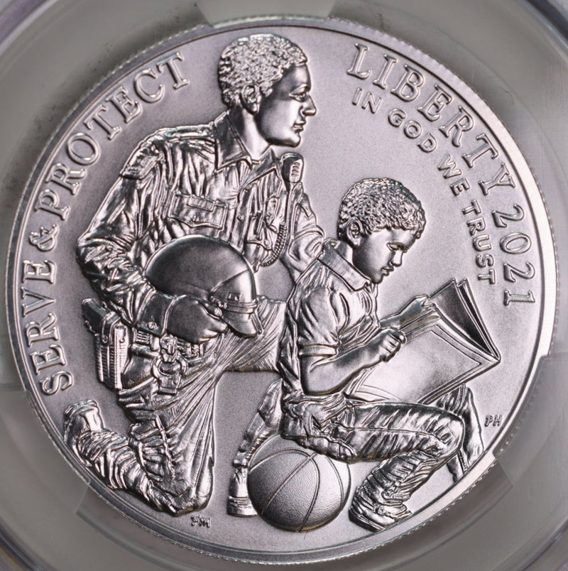 2021-P, Law Enforcement Memorial., Silver Commemorative., CAC MS69., Store GMC053