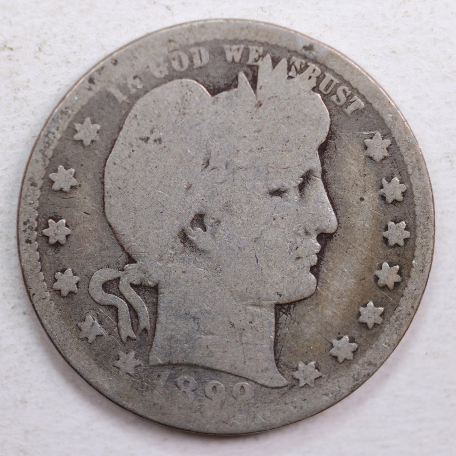 1899 Barber Quarter, Abt Good Circulated Coin, Store #QR657