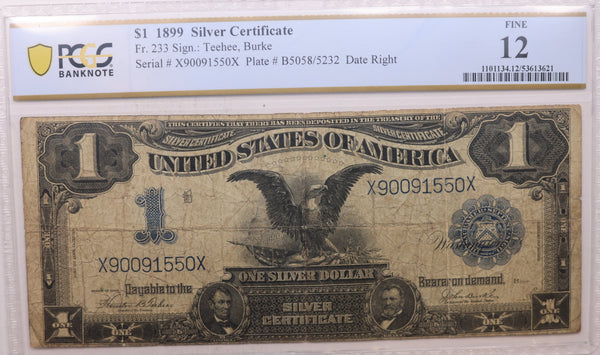 1899 $1, Silver Certificate, 'Black Eagle', PCGS Fine-12, Store Sale #SSC021.