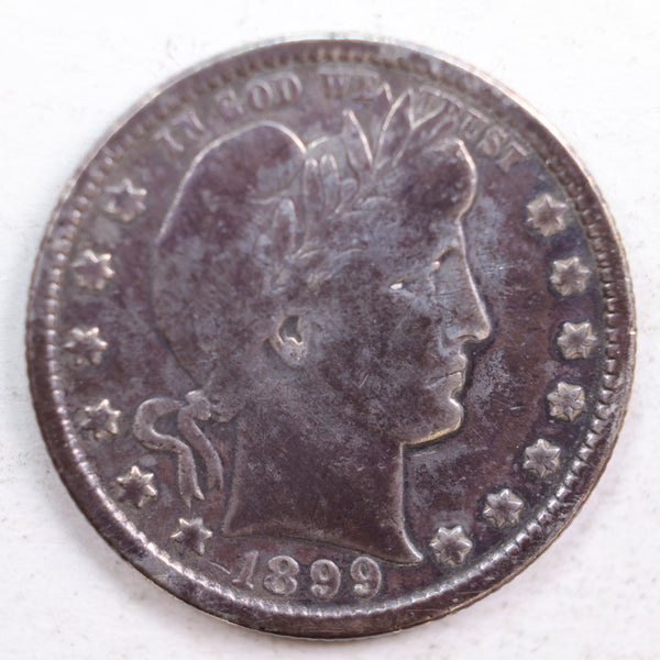 1899-S Barber Quarter, Very Good Circulated Coin, details, Store #QR664