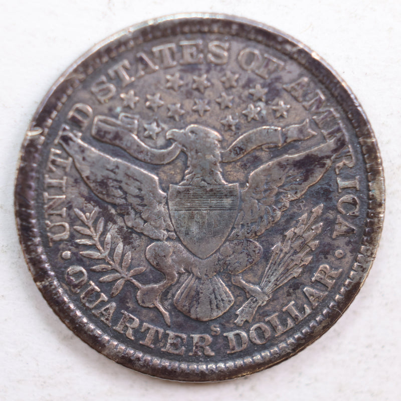 1899-S Barber Quarter, Very Good Circulated Coin, details, Store