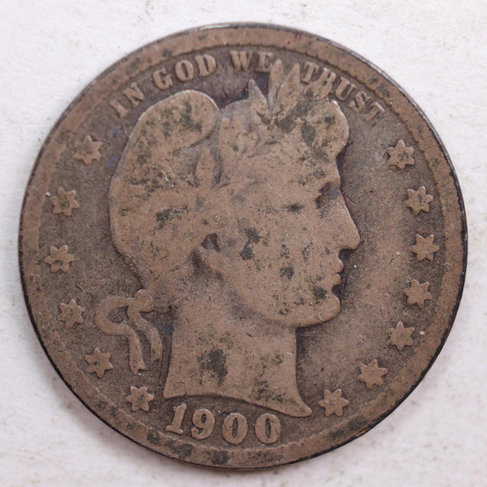 1900 Barber Silver Quarter, Very Good Circulated Coin, Store #QR665