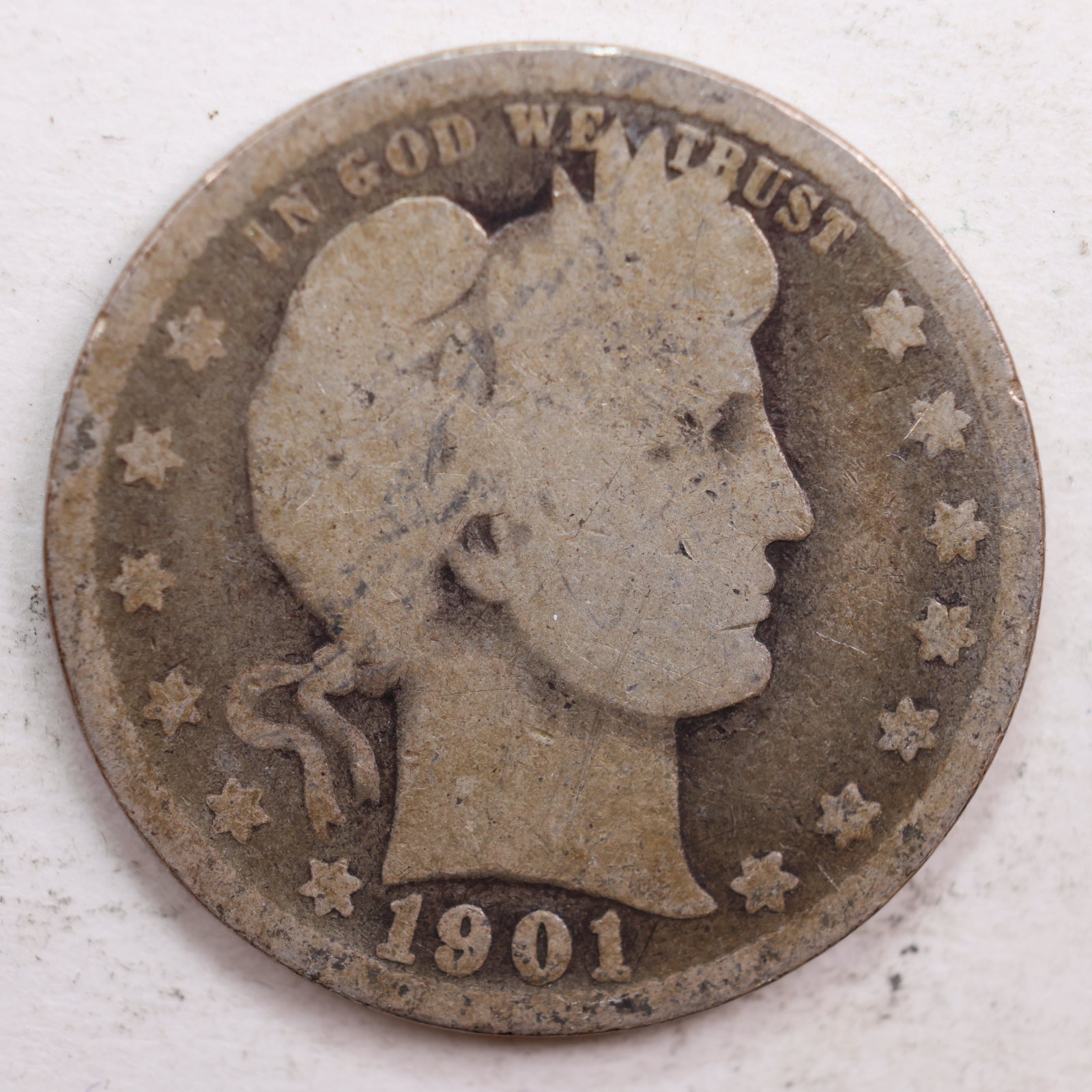 1901 Barber Quarter, Good Circulated Coin, Store #QR668