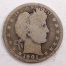 1901 Barber Quarter, Good Circulated Coin, Store
