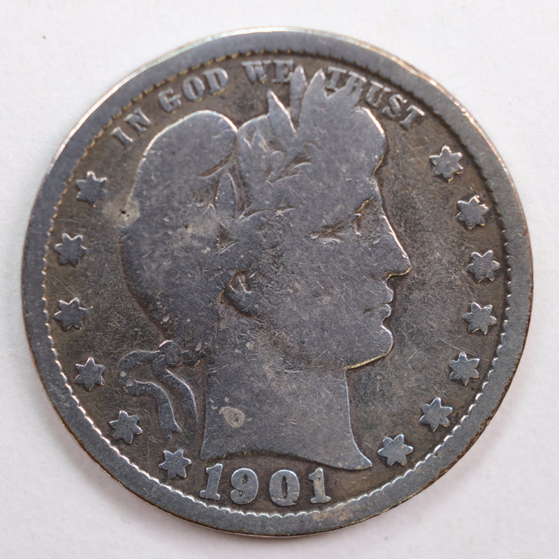 1901 Barber Quarter, Very Good Circulated Coin, details, Store