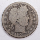 1901-O Barber Quarter, Abt Good Circulated Coin, Store