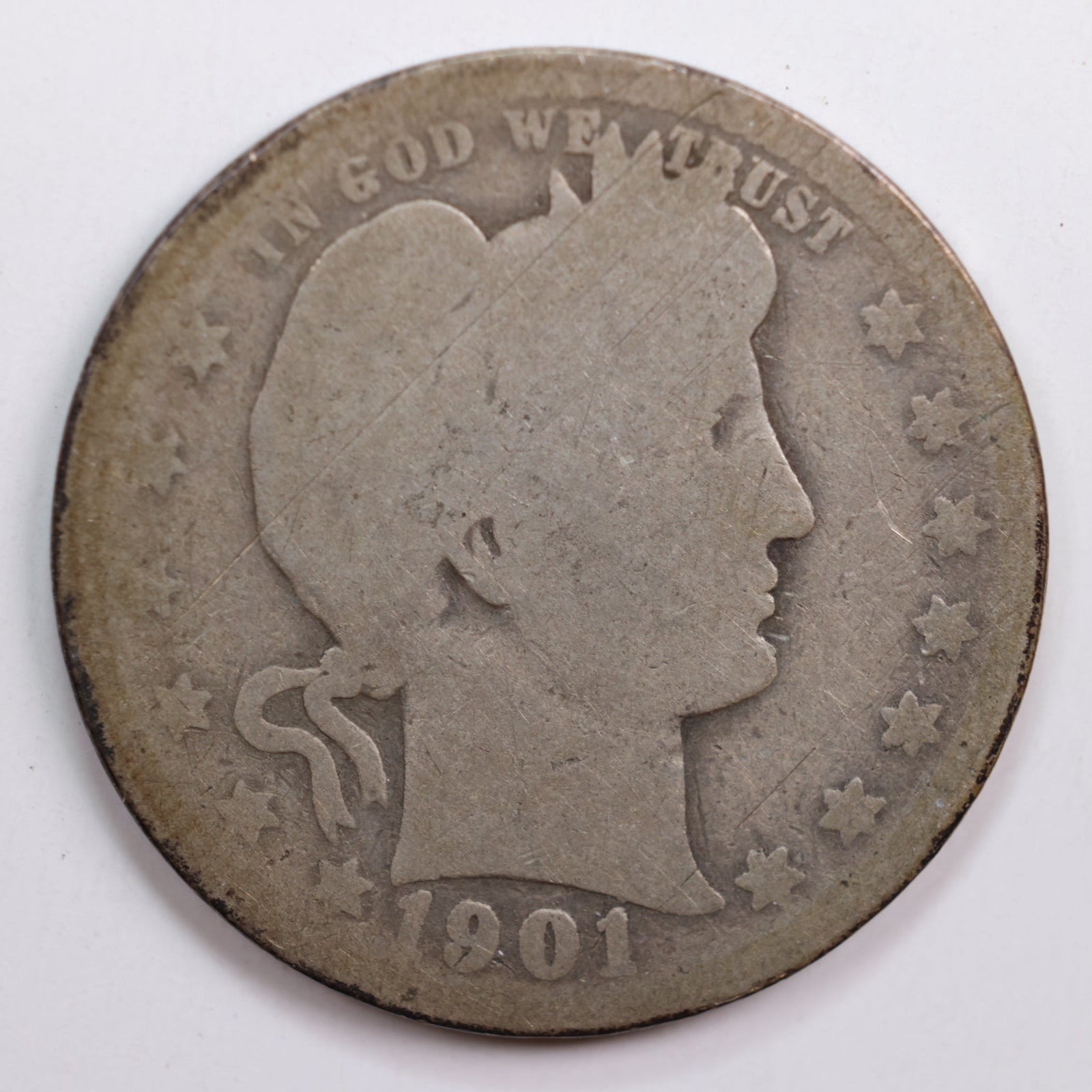 1901-O Barber Quarter, Abt Good Circulated Coin, Store #QR674