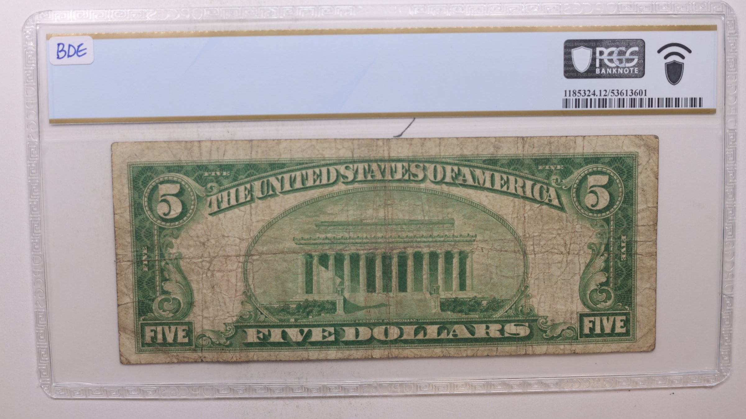 1929 $5, Hackensack, N.J, CH #12014, National Bank Note, PCGS F-12,  Store #NBN032.