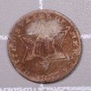 1857 3 Cent Silver., Very Good Detailed Coin., Store