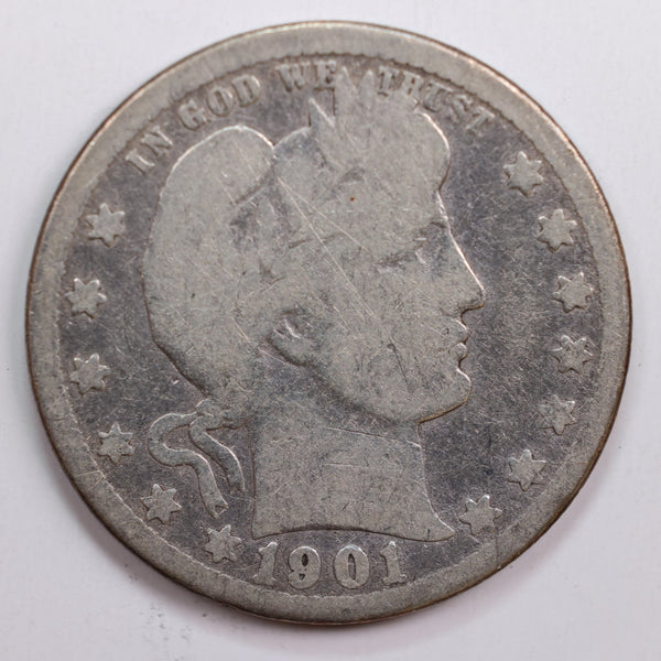 1901-O Barber Quarter, Good Circulated Coin, Store #QR675