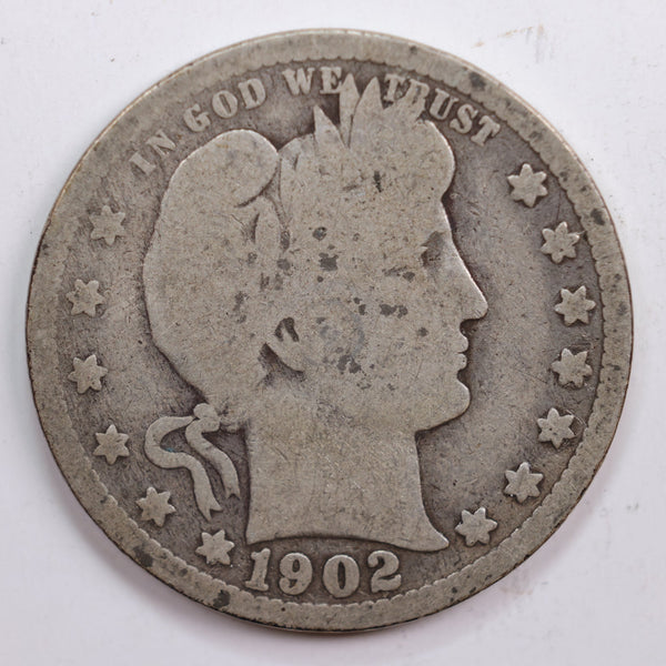 1902 Barber Quarter, Good Circulated Coin, Store #QR678