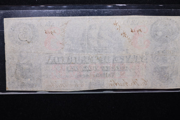 1863 $3 Tallahassee, FL, Obsolete Currency. Store Sale #30100