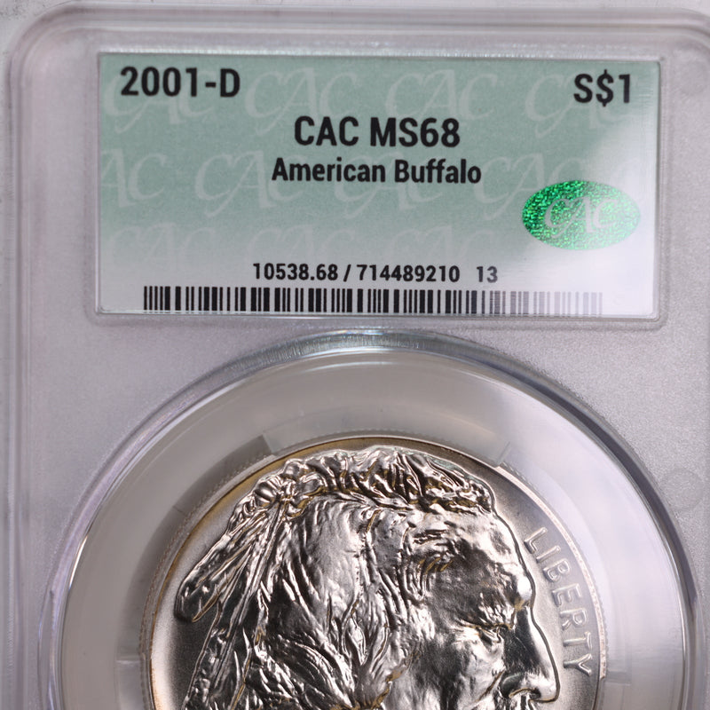 2001-D, American Buffalo., Silver Commemorative., CAC MS68., Store GMC069