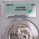 2001-D, American Buffalo., Silver Commemorative., CAC MS68., Store GMC070
