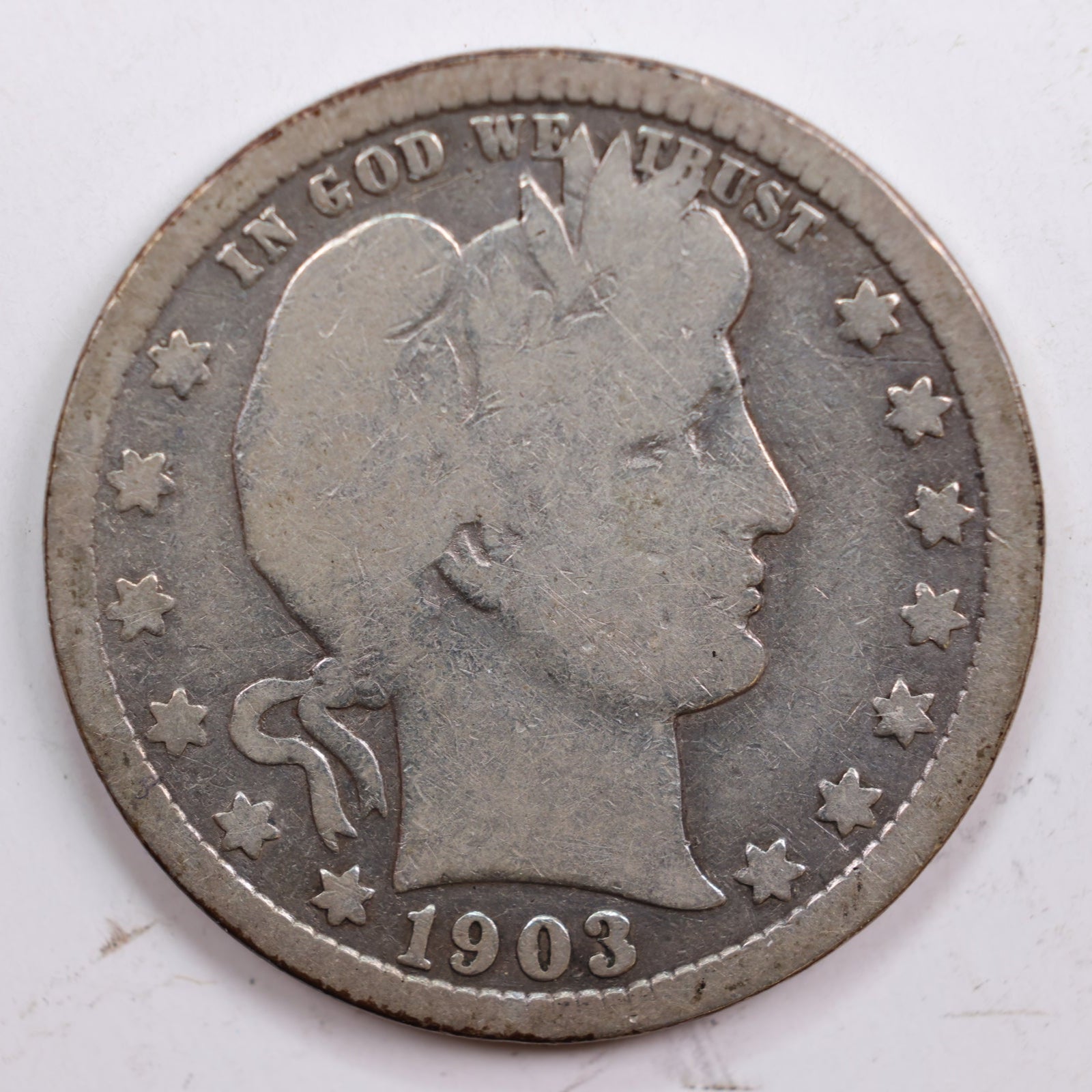 1903 Barber Silver Quarter, Good Circulated Coin, Store #QR684