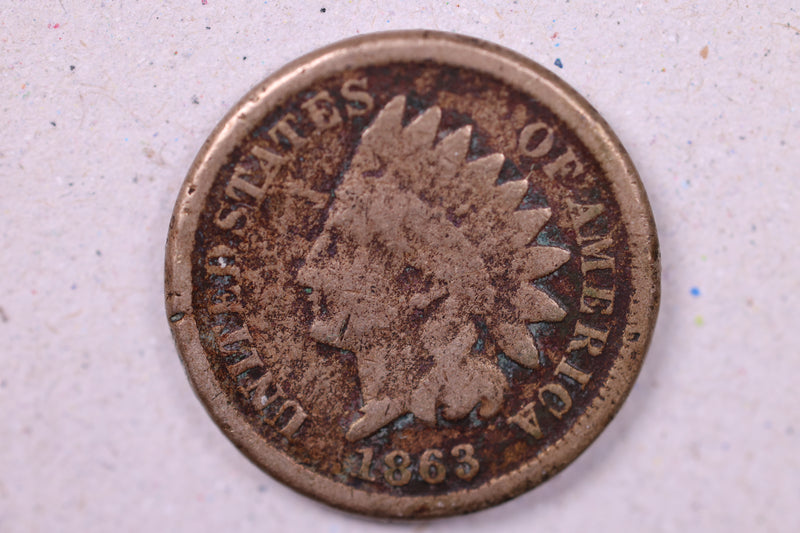 1863 Indian Head Cents., Very Good Circulated Coin., Store