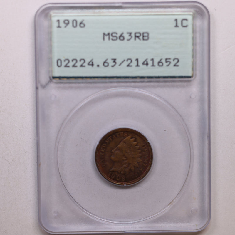 1906 Indian Head Cent, PCGS Shaker, MS-63 Red/Brown, Store