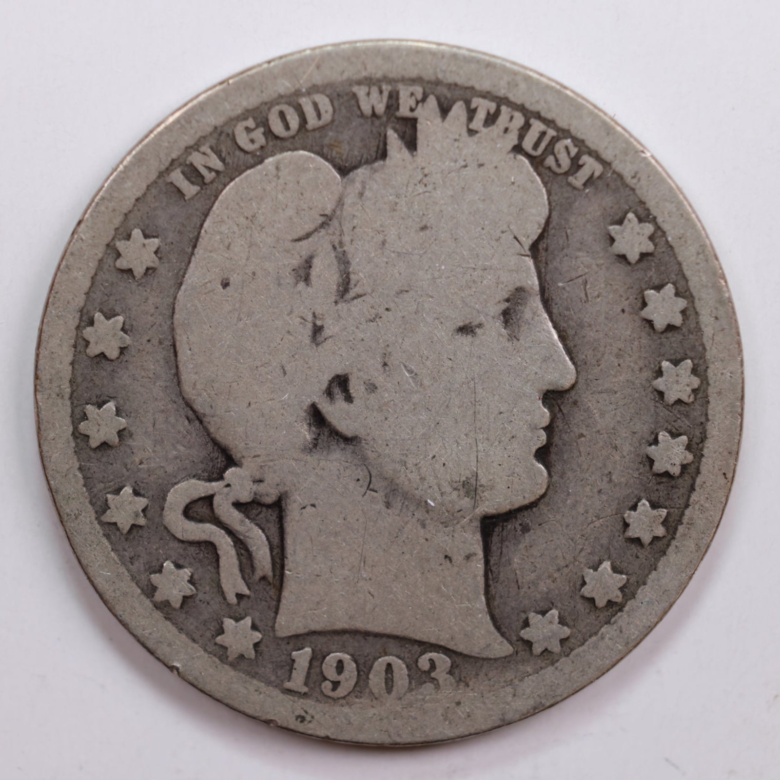 1903 Barber Quarter, About Good Circulated Coin, Store #QR687