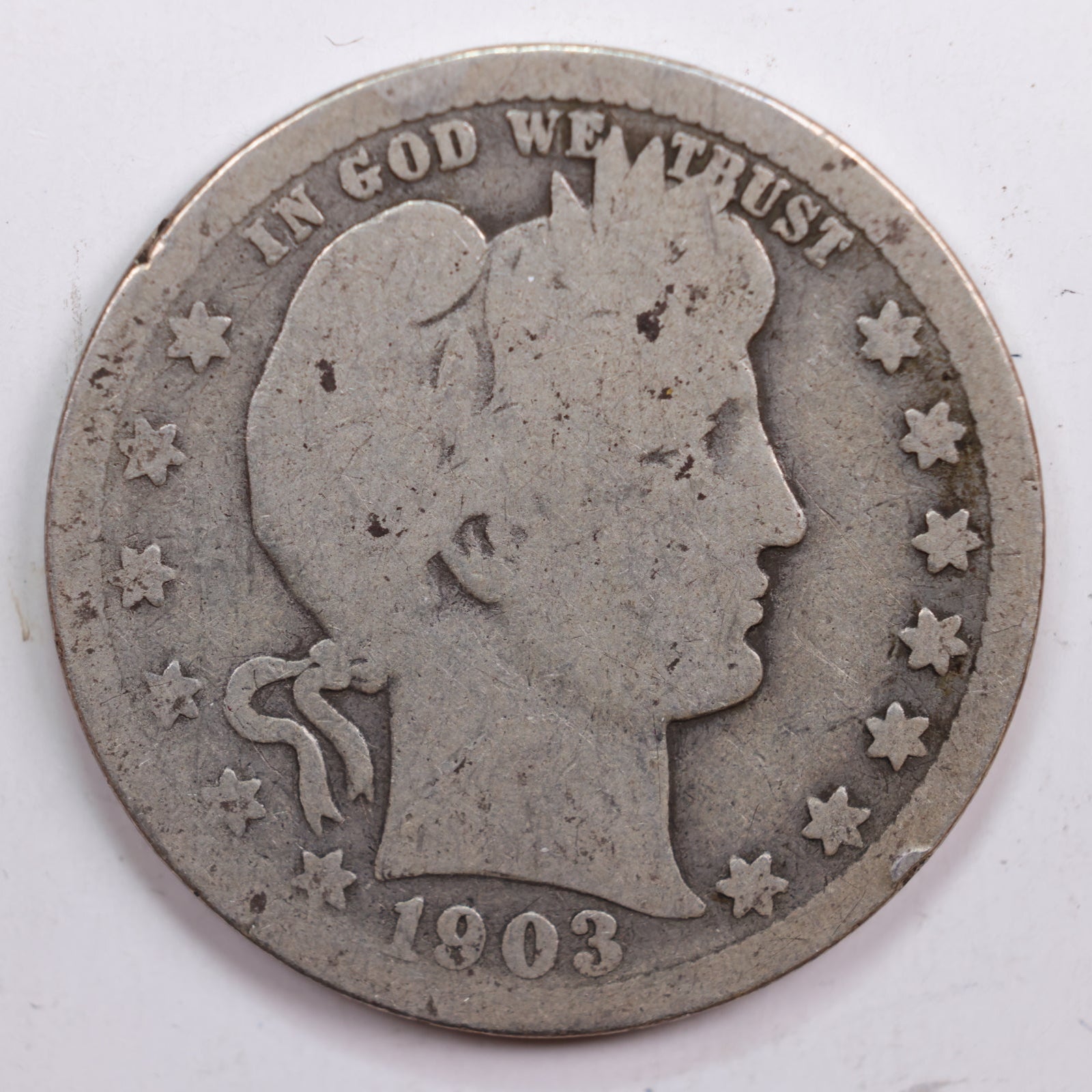 1903 Barber Quarter, About Good Circulated Coin, Store #QR688