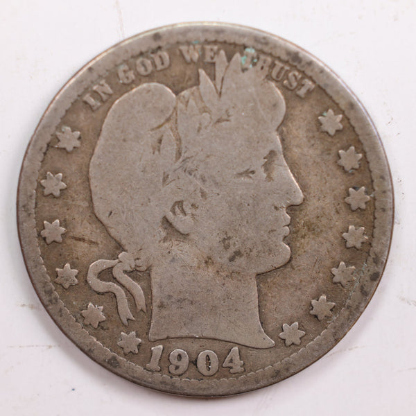 1904 Barber Quarter, Good Circulated Coin, Store #QR690