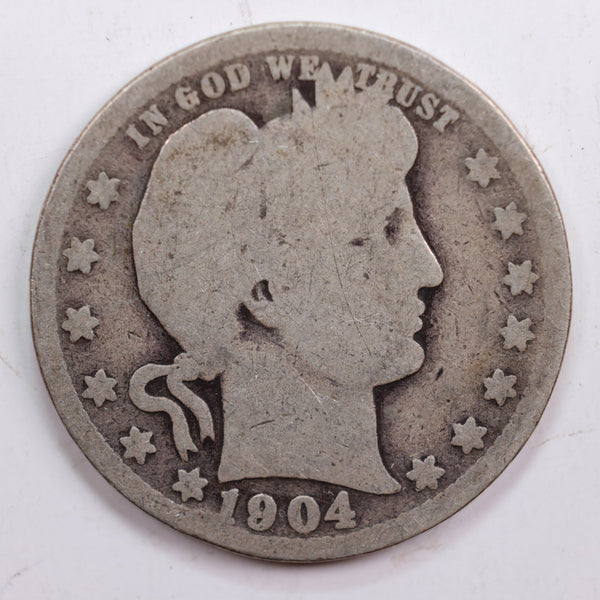 1904 Barber Quarter, Abt Good Circulated Coin, Store #QR691