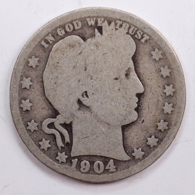 1904 Barber Quarter, Abt Good Circulated Coin, Store