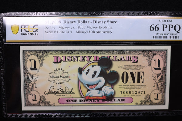 2008 $1, DISNEY DOLLAR - Disney World.. Store Sale #30112