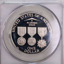 1994-P, Vietnam Veterans Memorial., Silver Commemorative., CAC PR66., Store GMC075