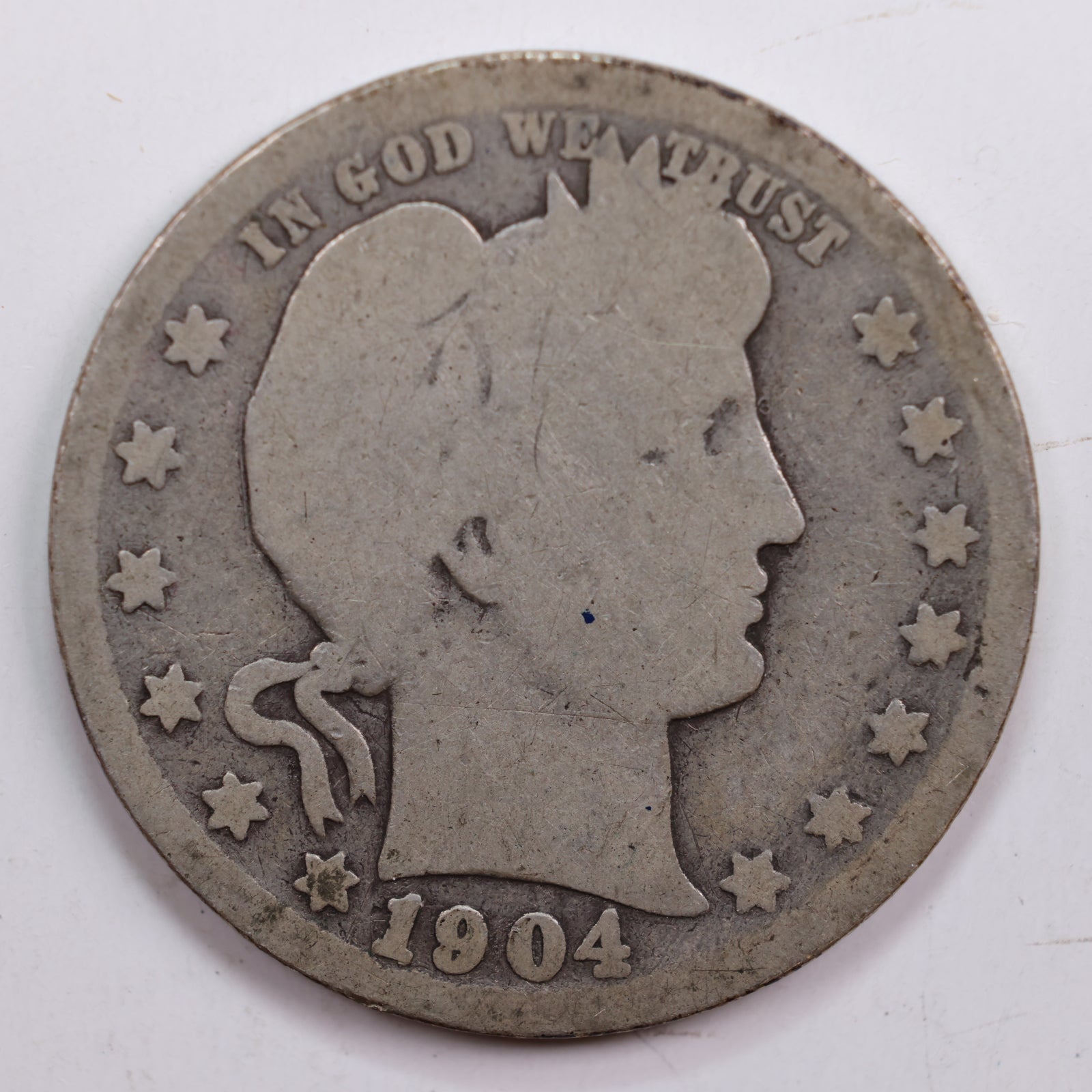 1904-O Barber Quarter, About Good Circulated Coin, Store #QR692