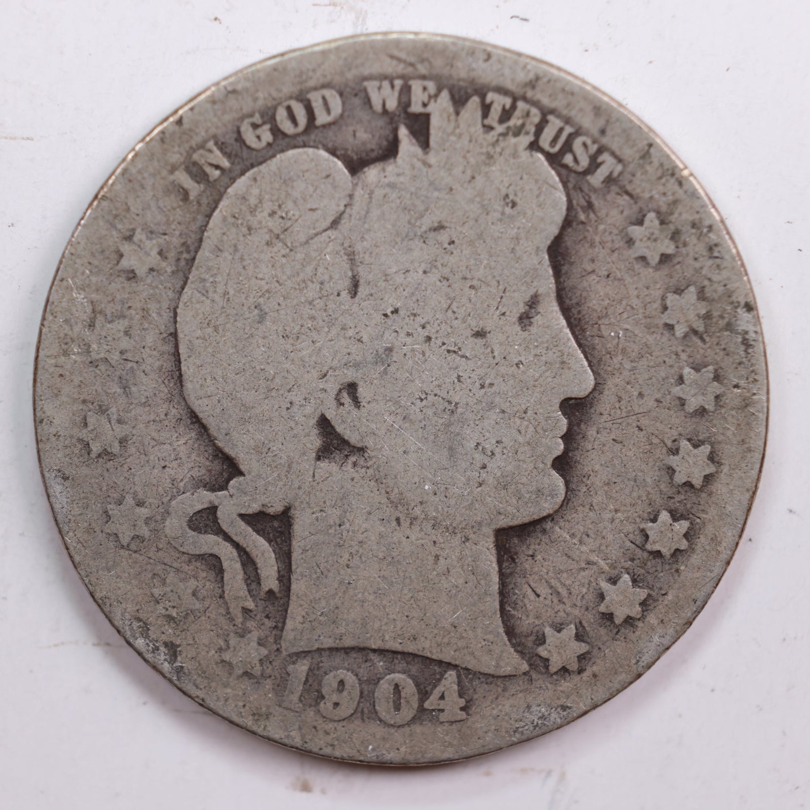 1904-O Barber Quarter, About Good Circulated Coin, Store #QR695