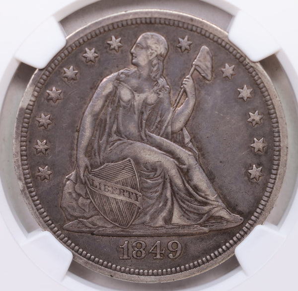 1849 Seated Liberty Silver Dollar, Circulated, NGC XF-45, Store #GDR0297.