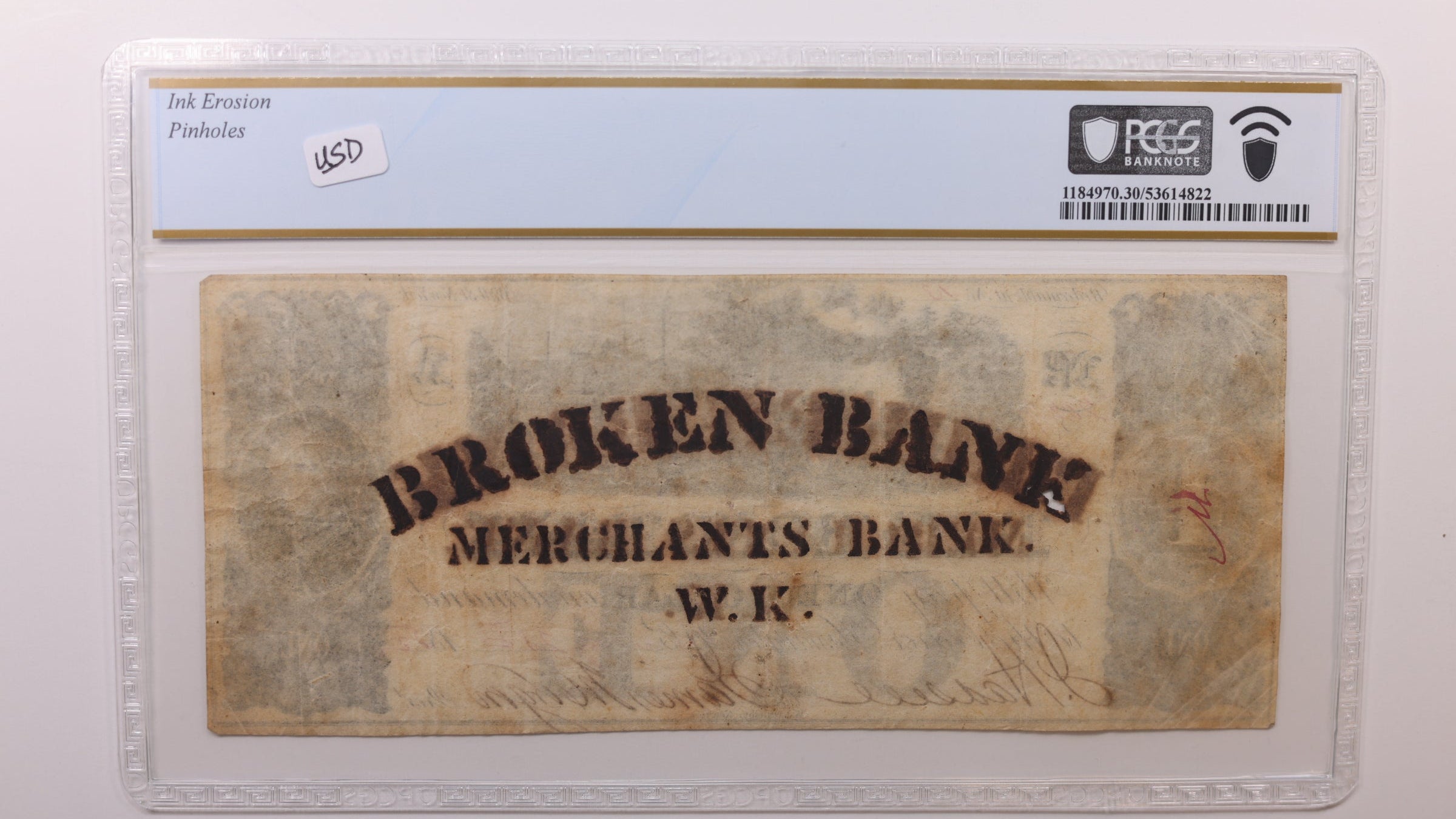 1852 $1 Washington D.C. Obsolete Currency, PCGS VF30, STORE #GDC045.