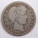 1904-O Barber Quarter, Very Good Circulated Coin, Store